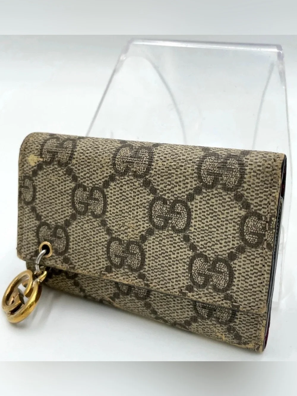 Auth Gucci GG Supreme Brown Leather 6-Key Holder 212111 with GG Charm - Picture 2 of 16